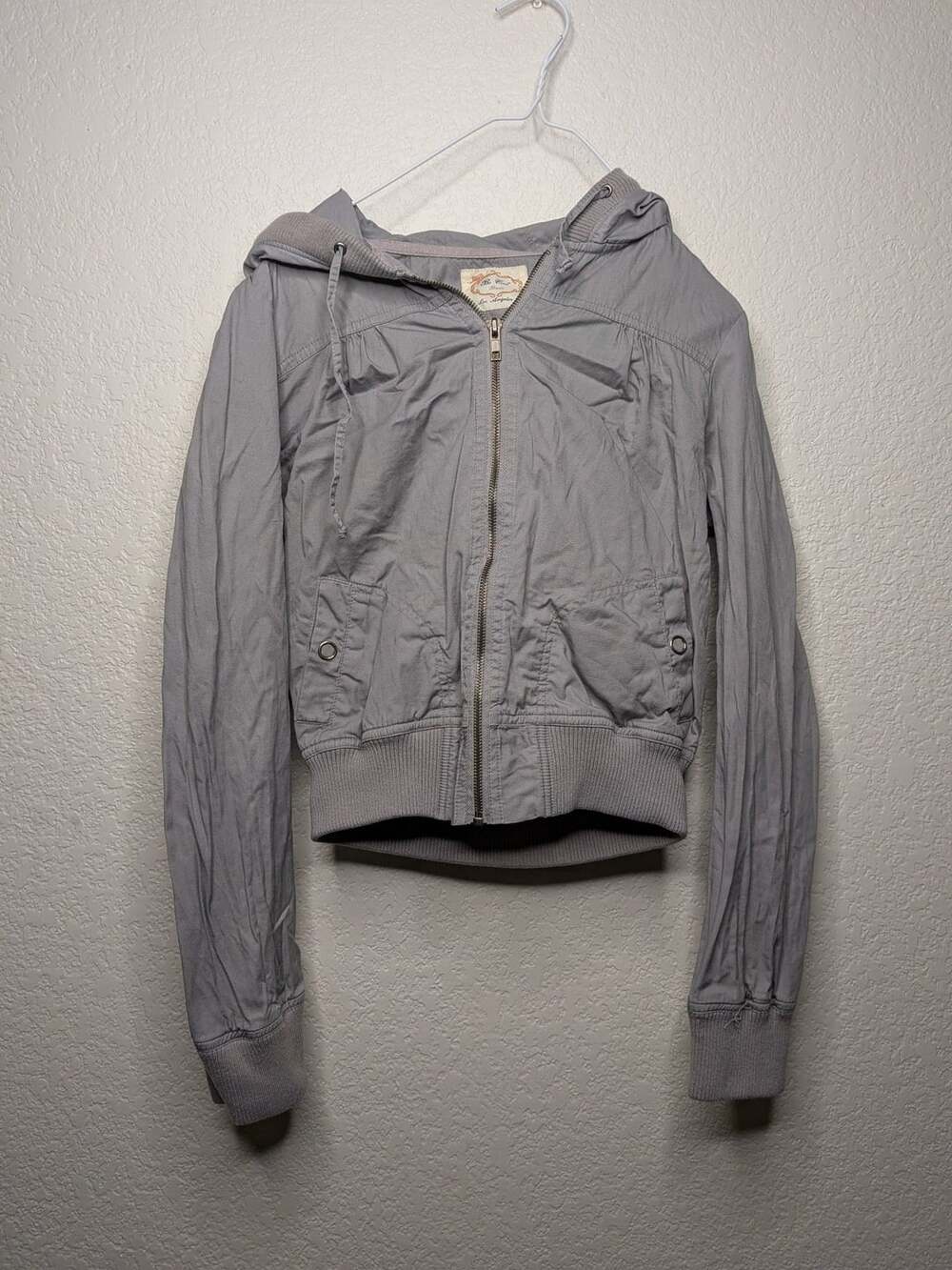 Be Cool Los Angeles Hoodie Jacket Size M Gray Cotton Full Zip Utility